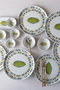Hermia Juego de Desayuno de Porcelana de 14 Piezas en Blanco, Verde y Amarillo